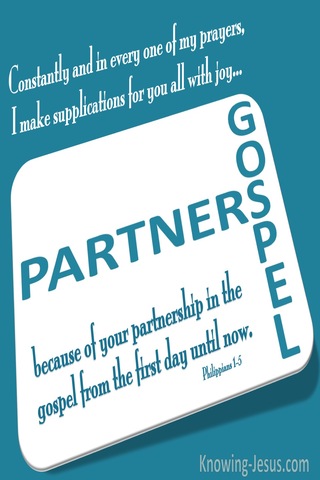 Philippians 1:5 Partners of the Gospel (aqua)